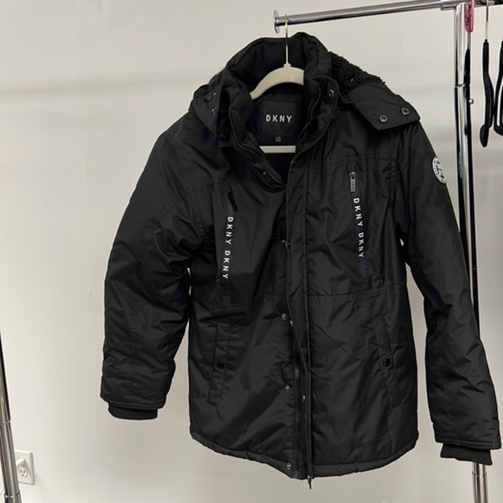 DKNY heavy winter coat with hood size large